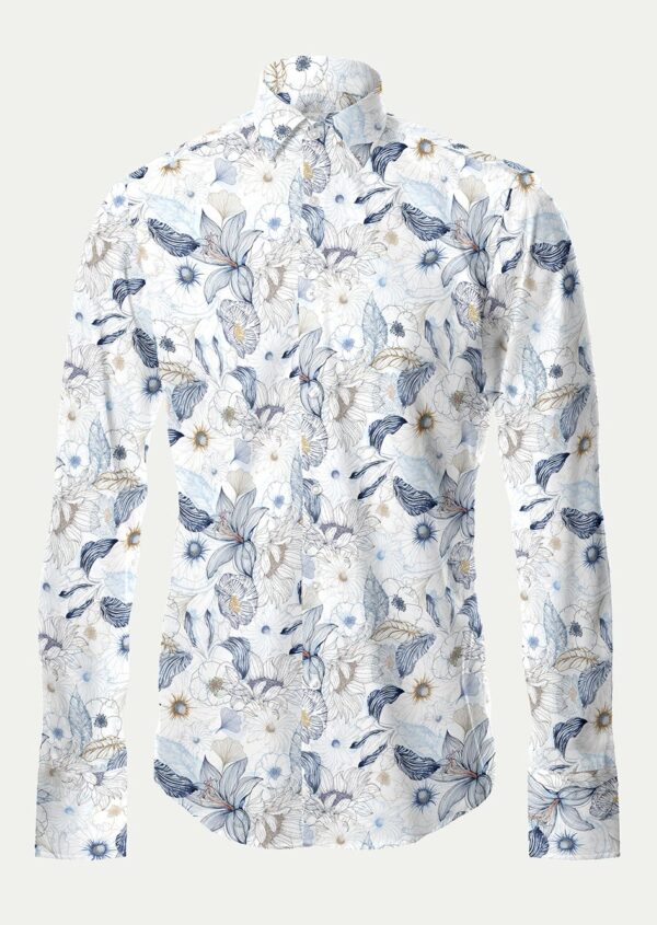Blue and White Floral Shirt