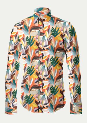 Green Leaf and Brown Color Abstract Shirt