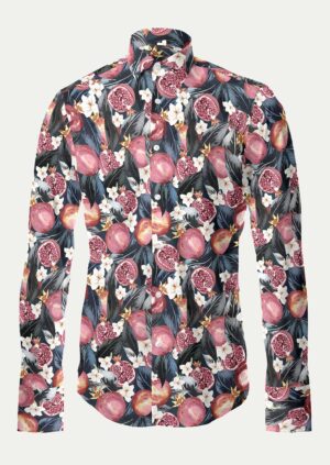 Bespoke Fruit and Floral Designed Shirt with pink and blue combination