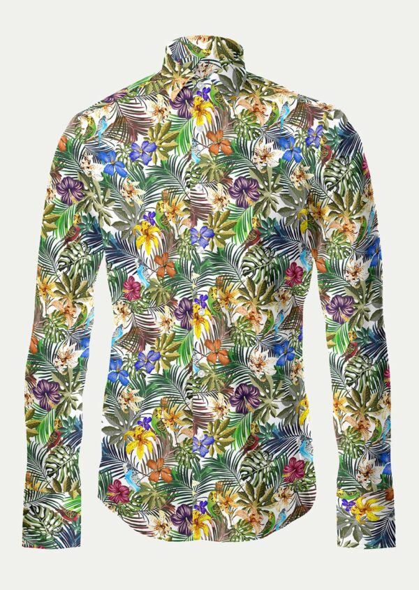 Bespoke Green, Blue and Yellow Floral Shirt