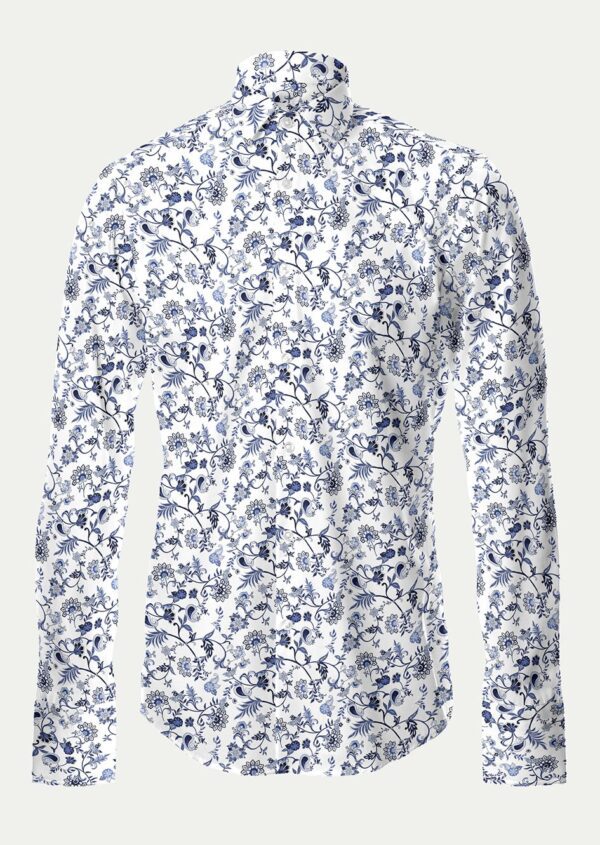 Blue and White Floral Shirt