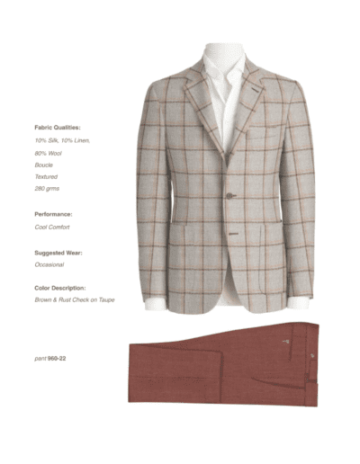 Brown and Rust Check on Taupe Jacket