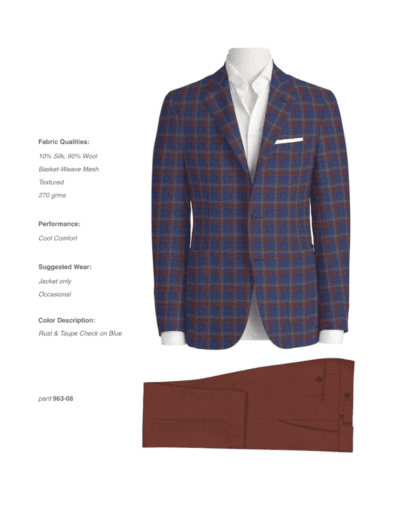 Rust and Taupe Check on Blue Check Jacket