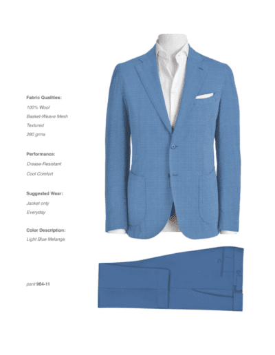 Light Blue Melange Jacket with 100% Wool