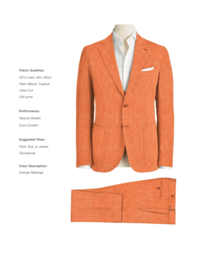 Orange Melange Plain Weave Tropical Suit