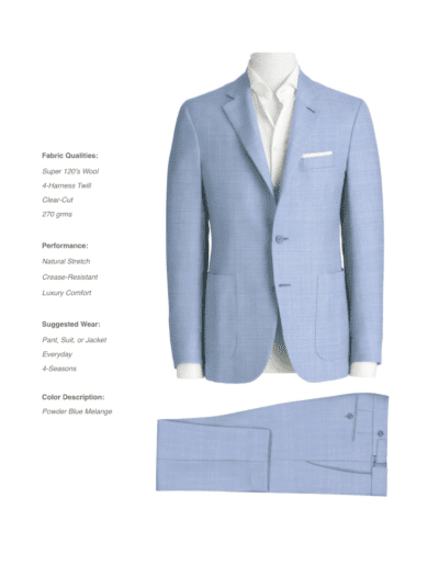 Powder Blue Melange Suit with Super 120's Wool