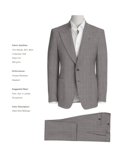 Steel Grey Melange with 16% Mohair and 84% Wool Suit